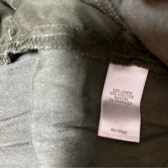 J.Jill Olive Green Linen Blend Wide Leg Paperbag Waist Tie Detail Pants Size L - Picture 5 of 6